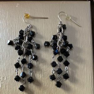 Black beaded drop earrings